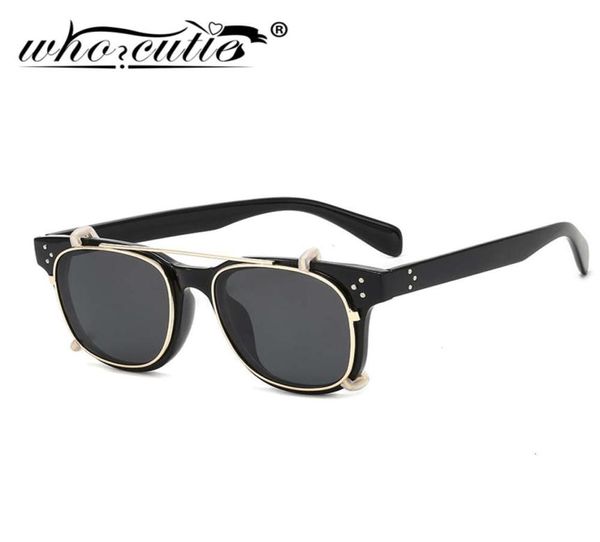 Fashion Steampunk Clip auf Sonnenbrillen Abnehmbares Objektiv Vintage Marke Design Drei Punkt Leopard Square Frame Flip Up Sun Brille S1889857857