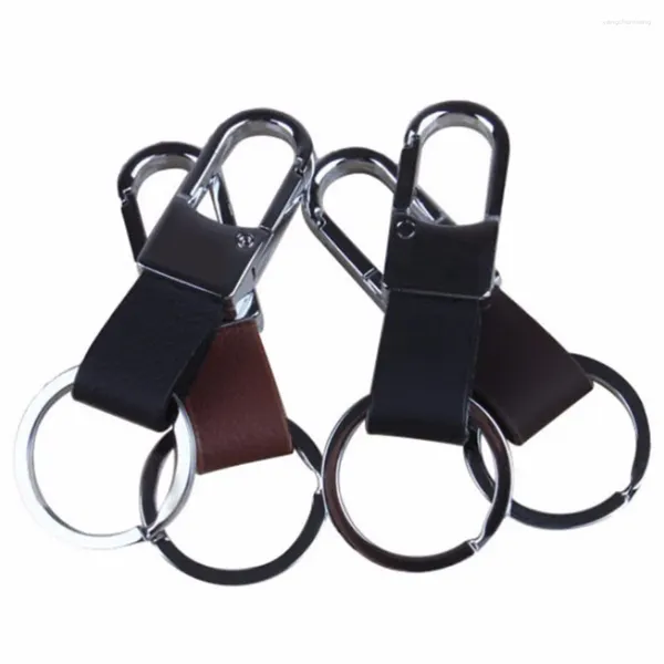 Keychains Großhandel 1pcs braune schwarze Farbe Herren Kunstleder -Leder -Gurtschlüsselringschlüsselkettenschlüssel -Ketten -Ring -Cliphalter für Männer