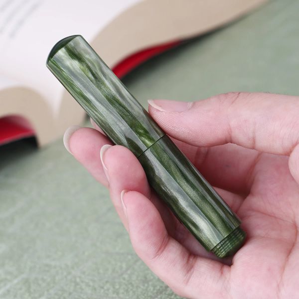 Pens Moonman Wancai Resin Mini Green Fountain Pen Iridium EF/F PALM PALM PALM PALM Short Travel Short Travel Pen Set regalo