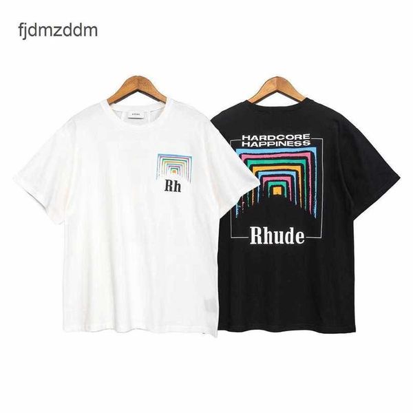 2022 Summer New Fashion Brand Rhude Short Short Cigerette Square Square Tunnel a colori Abstract Tunnel Stampato Casualmente Casualmente