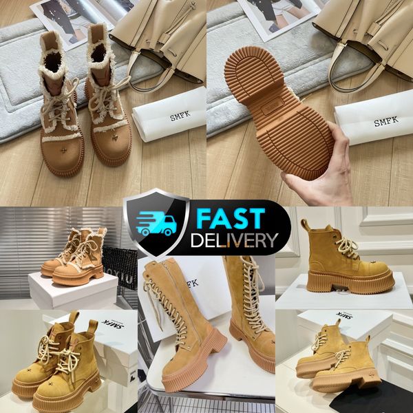 2024 Designerstiefel Trendy Women Booties Knöchelstiefel Luxus Soles Damen Party Absatz Größe 35-40 Desert SMFK GAI