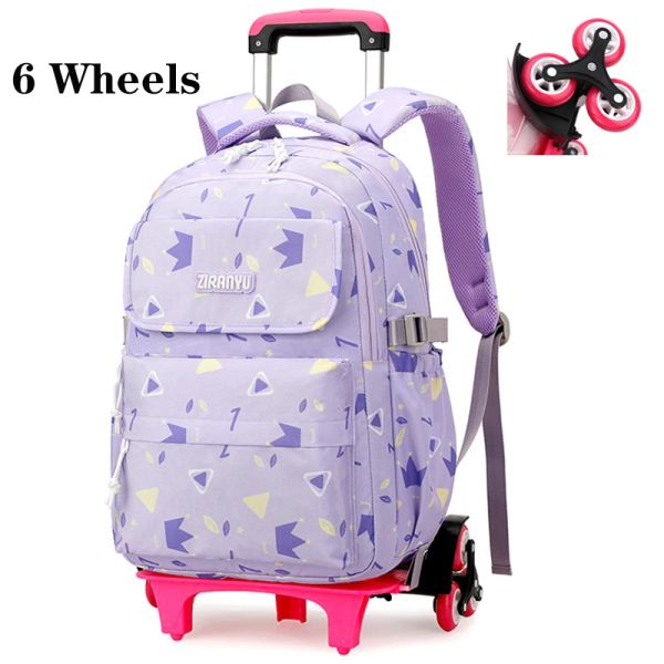Çantalar Okul Tekerlekli Sırt Çantaları Çocuklar İçin Kızlar Okul Okulu Yuvarlanan Çantalar Çocuklar İçin Çocuk Okulu Tramvay Çantaları Rolling Satchel Çanta Arabası