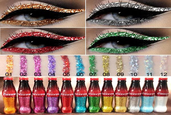 12 Farben Flüssiger Schimmer Glitzer Eyeliner wasserdicht leicht zu tragen pigmentrot rot weiß Gold Eyeliner 12pcs9966249