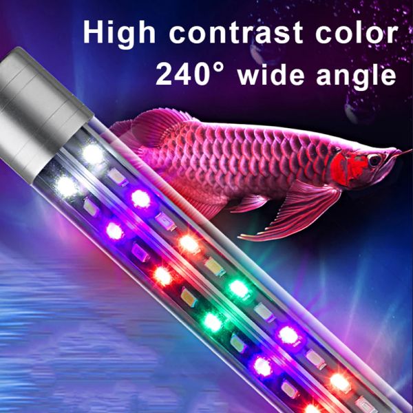 Acquari Acquario Luce LED LED angolare largo lampada per vasca per pesce impermeabile sommergibile Alta luminosità RGB Acquario Decor Light Plant Grow 6070 cm