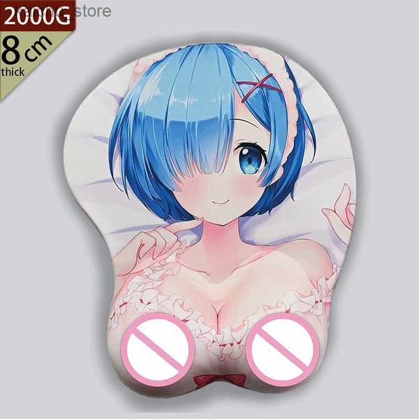 Mouse almofadas de mouse Pulso repousa grande carne de carne mousepad anime Cartuchera sexy garota com descanso de pulso biege jogos xxxlcustom 3d seios nsfw aschelad rem 2000g y240419