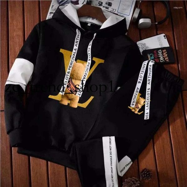 Men's Tracksuits Mens Patchwork Design Luxury Capuze Conjunto de moletom e calça de moletom de luxo combina com harajuku y2k com capuz esportivo de streetwear 87