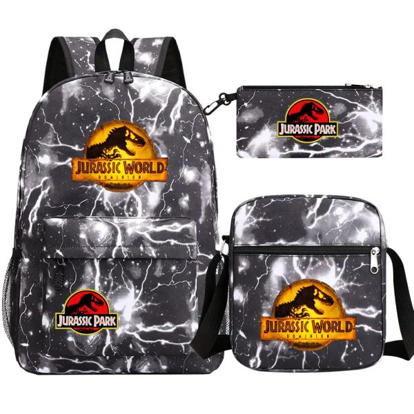 Zaini Jurassic Park World Dinosaur Girl Boy Book Book Backpack Student Scherma Stucco a matita per matita 3pcs Set adolescente