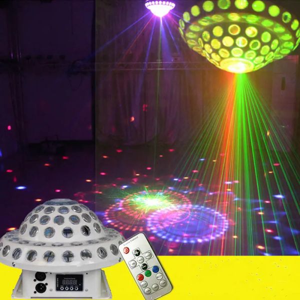 Освещение 360 градусов ротационного магического шарика светодиодного лазерного лазерного света DMX512 Пульт дистанционного управления семейным барным баром DJ DJ Stage Effect для коробки KTV