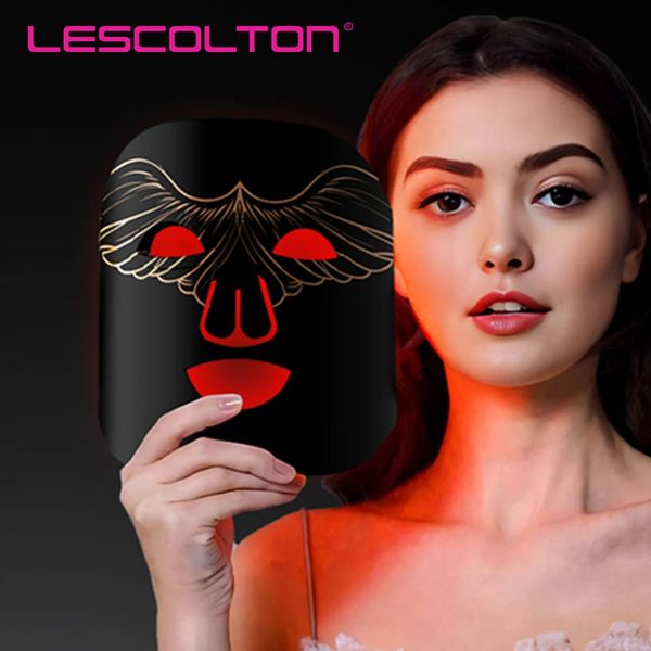 Lescolton Silicon -LED -Maske Rotblau -Licht -Therapie Infrarot Gesicht Pons Hautpflege Wrinkle Verjüngung 240418