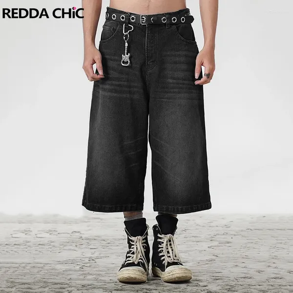 Jeans femininos Reddachic Bykishers pretos jorts folgados homens homens de baixa cintura larga pernas calças de jeans de jeans retro y2k roupas unissex