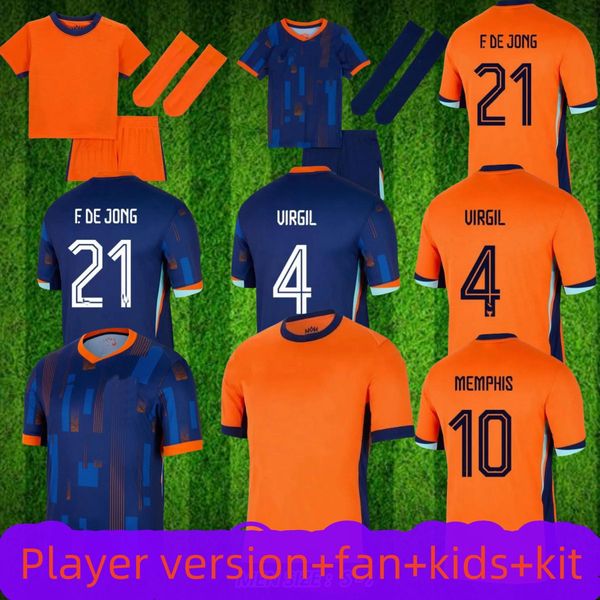24 251: 1 Niederlandememphis Xavi Gakpo Memphis European Holland Club Soccer Jersey Euro Cup 2025 Niederländische Nationalfußball -Hemd -Hemd Kids Kit Full Set Home Away Away