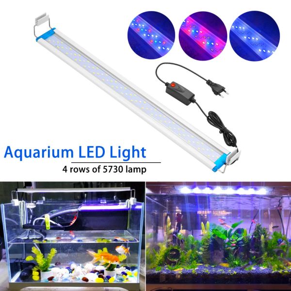 Аквариумы супер слабые светодиодные аквариум -светодиодные светильники RGB Aquatic Plant Light 1858 см. Расширимый водонепроницаемый зажим для рыбного бака 90260 В цветовые огни