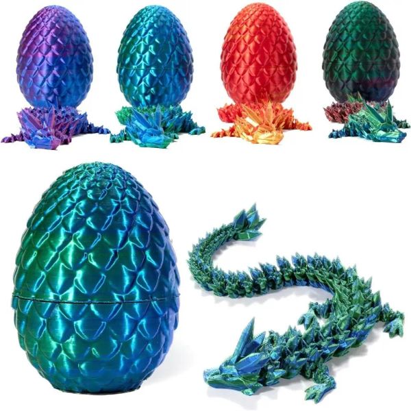 Aquários em 3D Dragão articulado com ovo de dragão para tanque de peixes Crystal Dragon Toys para crianças meninas meninas adultos Presente de ano novo