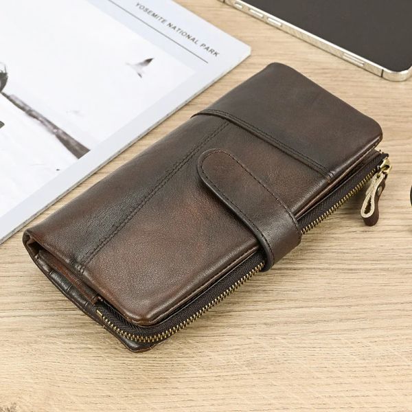 Brieftaschen Luufan echtes Leder langer Geldbörse Mann Frauen Kreditkarte Haltertasche CHEP HABLE MOIBLE MONTEL RFID BLACKING Wallet Dropshipping