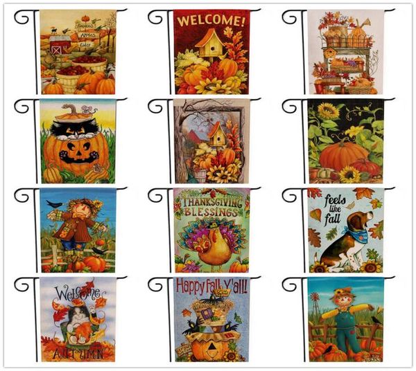 Halloween Thanksgiving Dekorationen Gartenflagge Kürbisflaggen Hanging Outdoor Garten Banner Home Party Dekoration Willkommen Herbst FA9097675