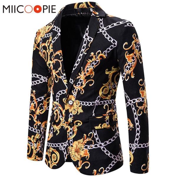 Fashion Gold Chain Print Men039S Blazers e Jackets de terno 2020 Novo Blazer Floral Blazer Blazer Homme X4283502