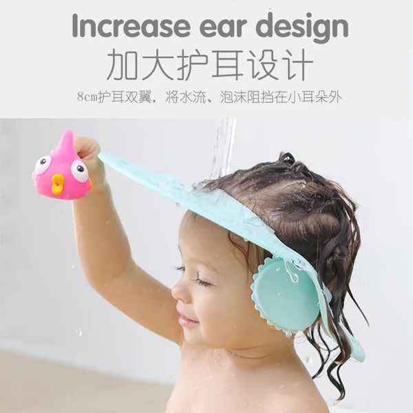 Çocuk Banyosu Vizör Şapkaları Bebek Duş Kapakları Şampuan Kapağı Yıkama Saç Ayarlanabilir Kalkan Su Geçirmez Kulak Koruma Gözü Çocuk Şapkalar Bebek 240407