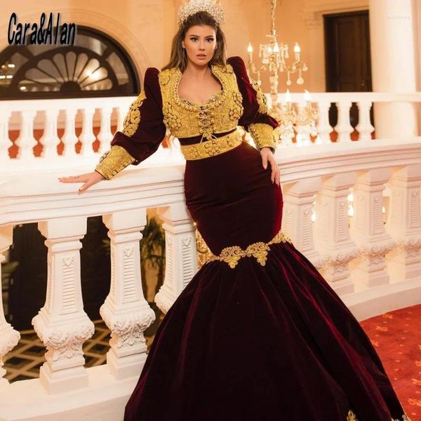 Vestidos de festa tradicionais Kosovo Albanian Duas peças à noite para mulheres Apliques de veludo de veludo Mermaid Wedding Prom Dress 2024