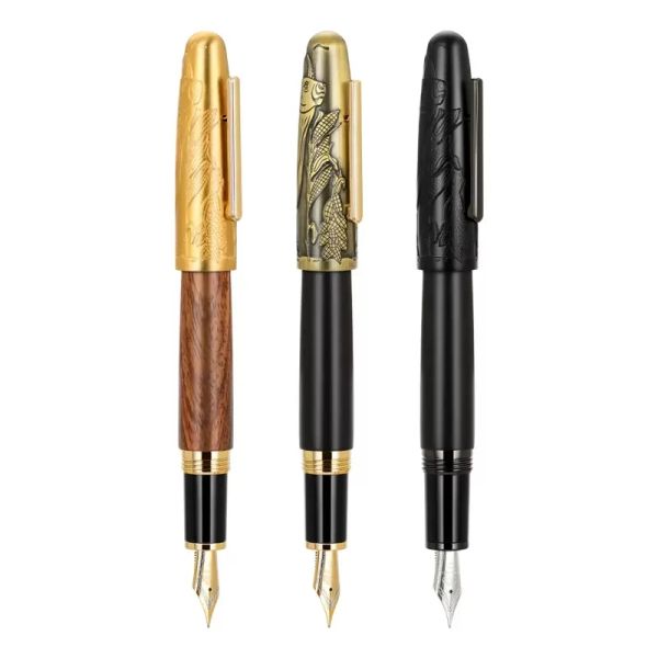 Ручки Jinhao 9056 Fountain Pen Big Iron Cow Wooden Ink Pen F Nib Converter Filler Канцелярские товары канцелярские товары офисные школьные принадлежности Написание ручек подарок