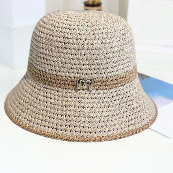 Breitkrempeln Hats Sun Protection Hut Sommer Stilvoller Anti-UV-faltbarer Stroh für Frauen Fischer mit Briefcamping