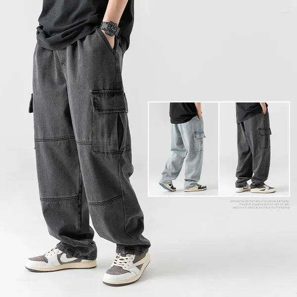 Calças de cargo de jeans masculinos Men Men Oversize Casual Casual Casual Casual Pocket Cottor