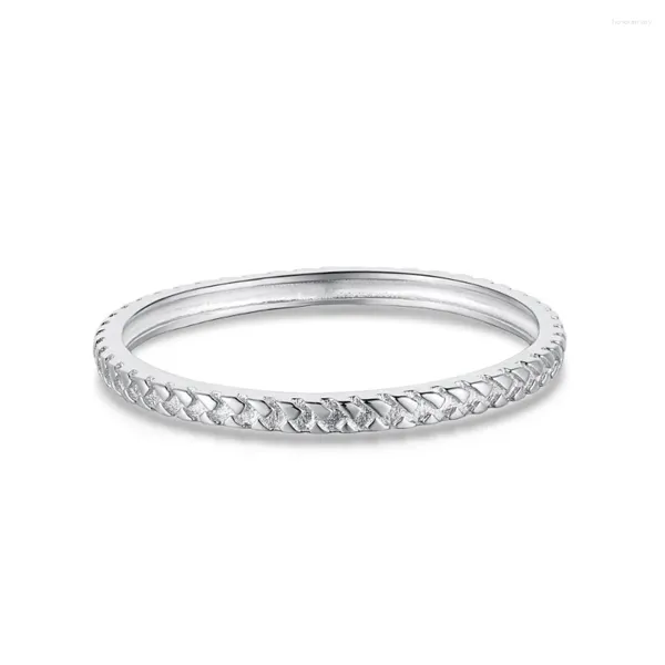 Rings de cluster Japanese e coreano S925 Sterling Silver Ring para mulheres com uma sensação de design de nicho de design personalizado textura de engrenagem versatilidade