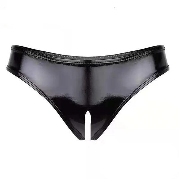 Donne sexy apertura di cuoio cortometro per il porno erotico sesso sotto la biancheria intima senza cavallo Mini mini pantaloni in lattice glossy wetlook 240419