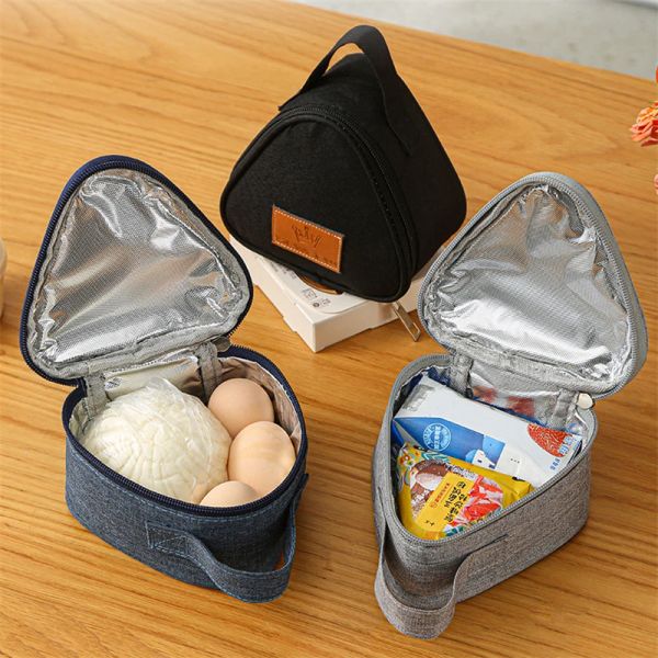 Bolsas de café da manhã Isolamento Térmico Mini Triangular Rice Ball Sacos de lancheira Bolsa de comida portátil fofa bento Bolsa fresca para mulheres