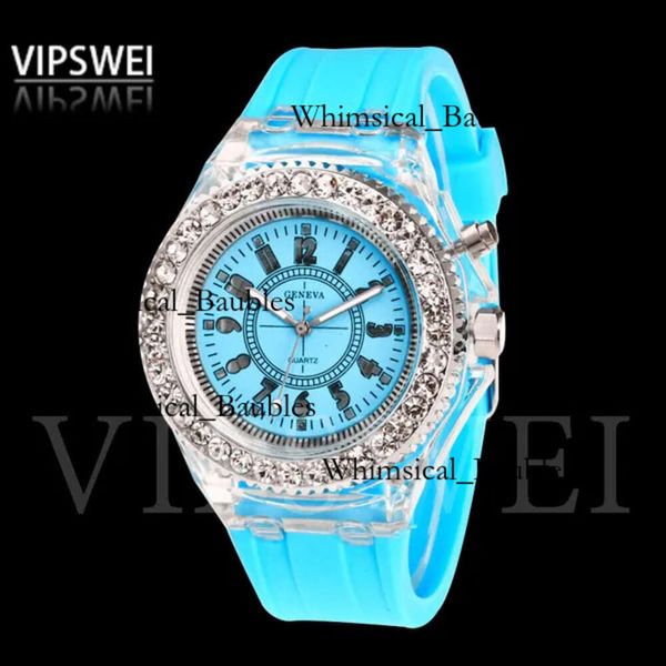 Luminous Diamond Watch USA Modetrend Männer Frau Watschen Liebhaber Farbe LED Light Jelly Silicon Genfer transparentes Schüler Armbandwatch Co 4836