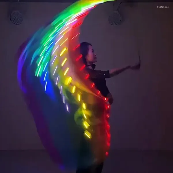 Desgaste de palco led colorido luminoso fitas de ginástica ginástica rítmica de dança de dança RGB Glow Ribbon Poi Chain Ball para barriga