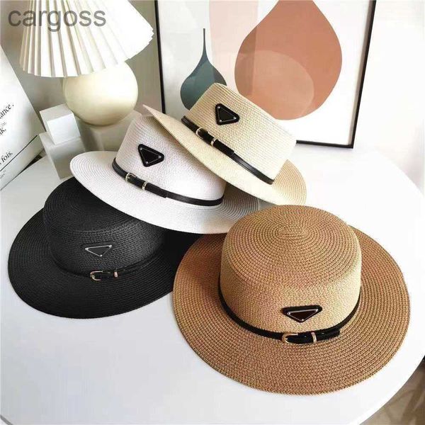 Nuovo cappello di paglia di lusso per uomini e donne con lo stesso viaggio per la crema solare con fibbia Sun Shade 14 Modelli possono essere selezionati bk3y