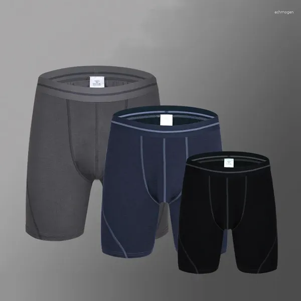 Underpants Mode Herren Boxer Shorts Männlich lang feste Farbe sexy Bikini Mans Unterwäsche u konvexer Beutel