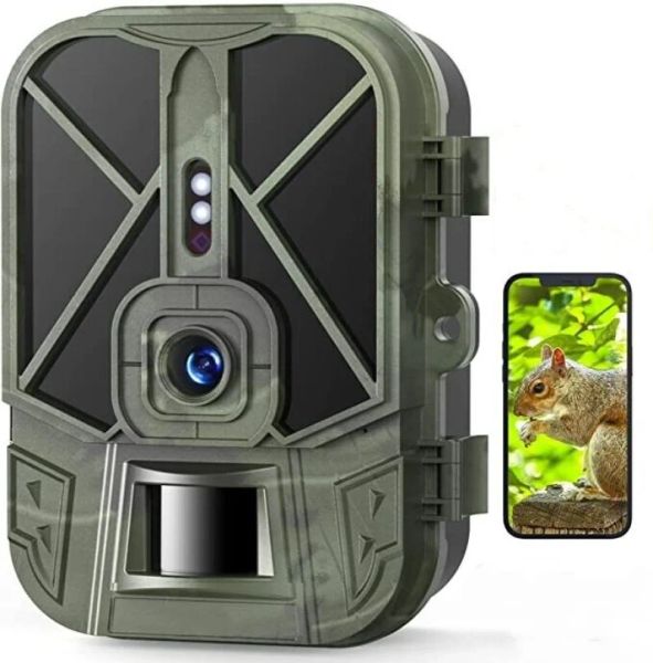 Telecamere per esterni da 50 MP 4K Trail Hunting Camera con foto di visione notturna della batteria al litio da 10000 mAh Trappole selvaggina camme di gioco di sorveglianza selvaggia