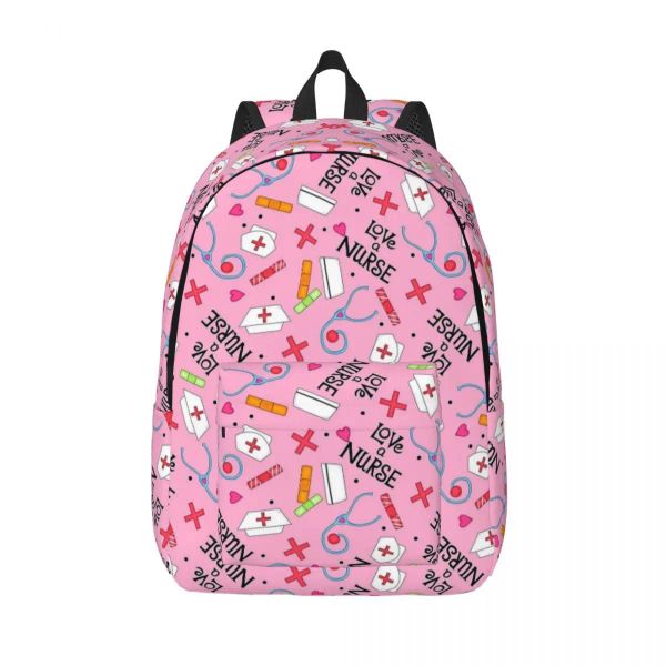 Taschen lieben eine Krankenschwester ein medizinisches Wort Kunst rosa Rucksack für Boy Girl Kinder Schülern School Bookbag Daypack Vorschule Grundsack Travel