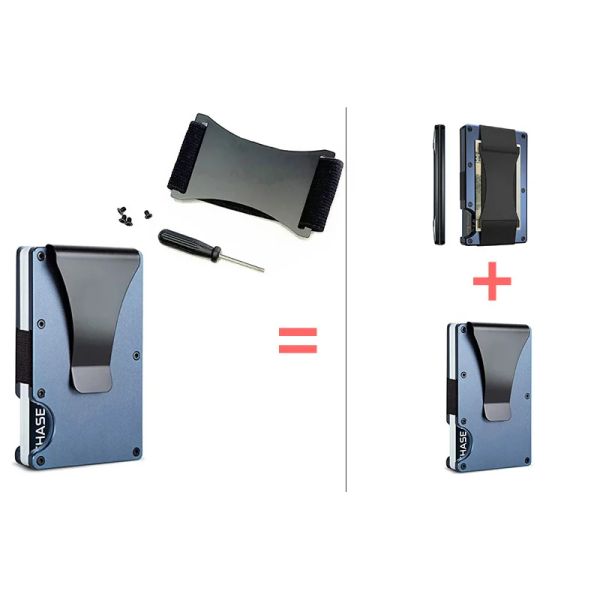 Titolare del portafoglio di carta di credito RFID Clip per portafoglio e banda di cassa per uomini Brand Brand Luxury Aluminium Carbon Pulses Designer