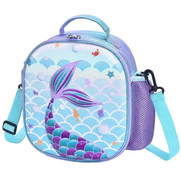 Bolsas sereia bento bolsa infantil bolsas de lanchonetes clara caixa de bolsas de azul estudantes infantil infantil portátil térmica reutiliza lanche portátil bolsa de refrigerador