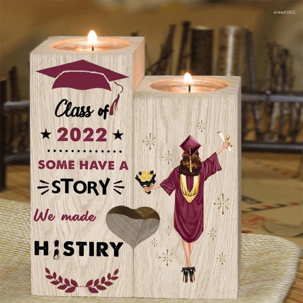 Titulares de velas Classe personalizada de 2024 Presentes de graduação para o holstick de madeira para estudantes decoração de DIY de desktop para estudantes