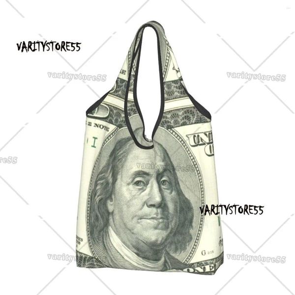 Einkaufstaschen Mode Druck USD 100 Dollar Bill Geldmuster Tasche Tasche Tragbare Schulterkäufer Handtasche
