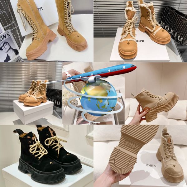 2024 Designerstiefel beliebte trendige Frauen Short Stiefel Ankle Stiefel Luxus Soles Frauen dicke Absatzgröße 35-40 Chunky Wanderwander