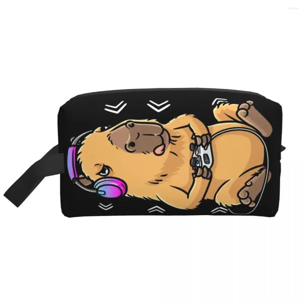 Aufbewahrungstaschen benutzerdefinierte Capybara Giant Cavy Nagetier Gamer Gaming Kosmetikbeutel für Frauen Make -up Toilettenorganisator Ladies Beauty Dopp Kit