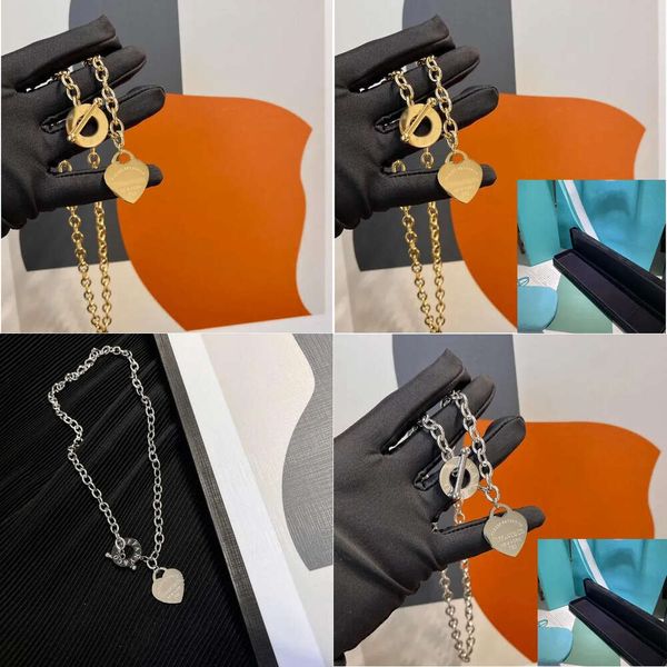 Collana di stilista di moda catena di soffocatore Sier oro in acciaio inossidabile in acciaio inossidabile collane tiffany per donne gioielli regalo s