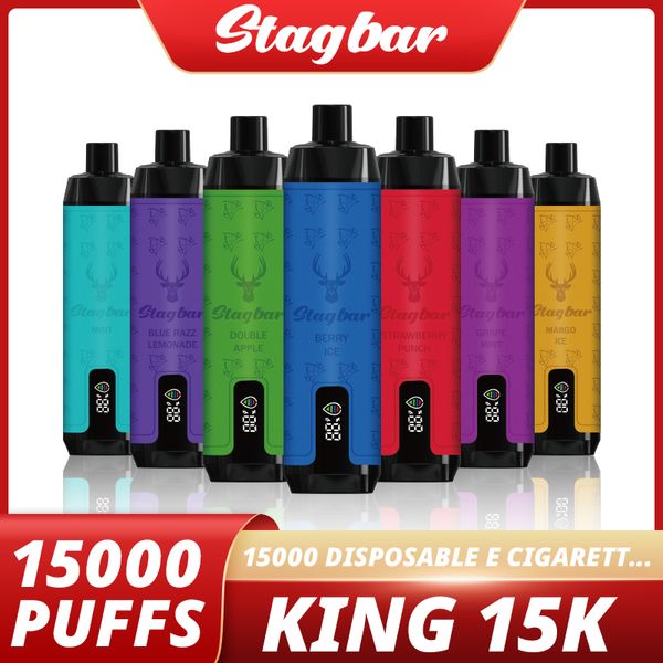 Puff 15K original 15000 Puffs King Vaper 15000 Disposto E Cigarros apresenta bobina de malha 22 ml descartáveis Vapes Pen Tornado 15000 Puff 0/2/3/5% recarregável 800mAh RGB