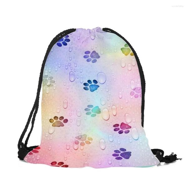 Sacolas de compras personalizam cartoon cartoon kitten puppting primavera com dupla latera para mulher viagens escolares use mochila de corda Backpack