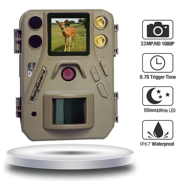 Камеры SG520D 33MP Двойная вспышка черная ир -белая светодиодная светодиодная охотничья камера Мини -размер