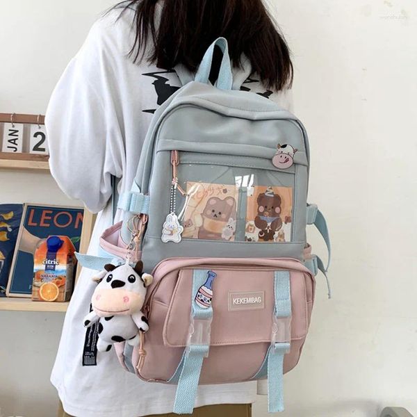 Sırt çantası moda kadınlar kawaii tuval tuval rucksack genç kız okul çantası dizüstü bilgisayar mochila eğlence seyahat çantası