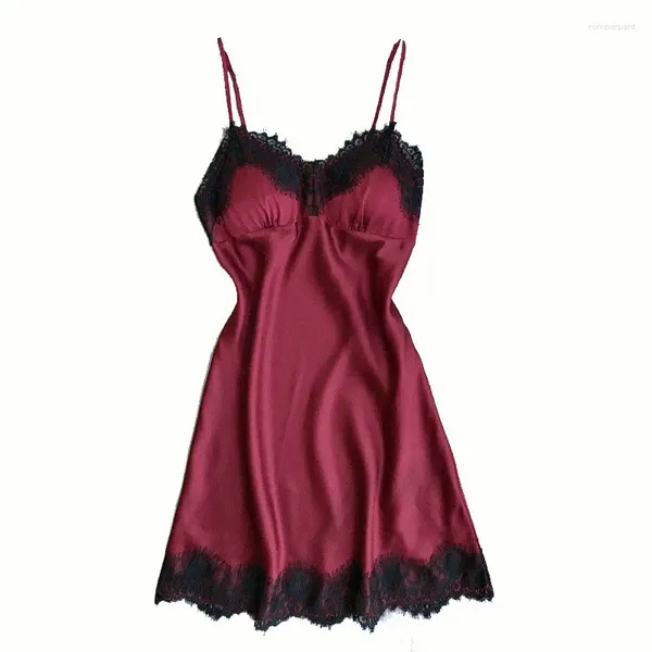 Frauen Nachtwäsche Mode sexy Spaghetti-Gurt Schlafkleid V-Ausschnitt Spitzenkante Camisole Nacht Frauen Nachthemen Dessous Nachthemen