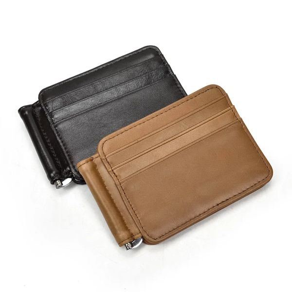 Clips Money Clip Wallet für Karten Foto echte Leder -Dollar -Clip -Geldbörsen mit ES Weihnachtsgeschenk für Vaterliebhaber Freund BF