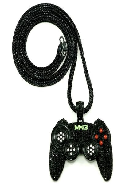 Hip Hop Game Machine Handle Anhänger Herren Vollkristall Schwere Halskette Mode Out Game Controller2260880