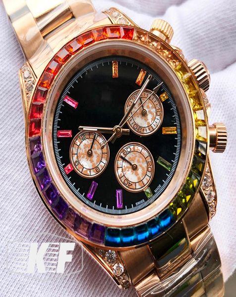 Sapphire Crystal Rose Gold Luxuria Movimento meccanico meccanico ghiacciato 116599 Rbow Diamonds Mens Watches Men Watch Fashion Wrist2885900