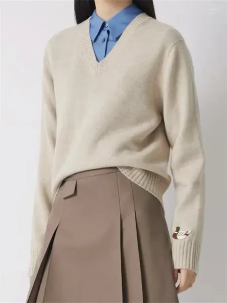 Malhas femininas Sweater 2024 Spring Animal Borderyer Multi Colored-deco